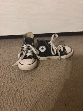 Converse Black and White Kids High-Tops with Star Patch